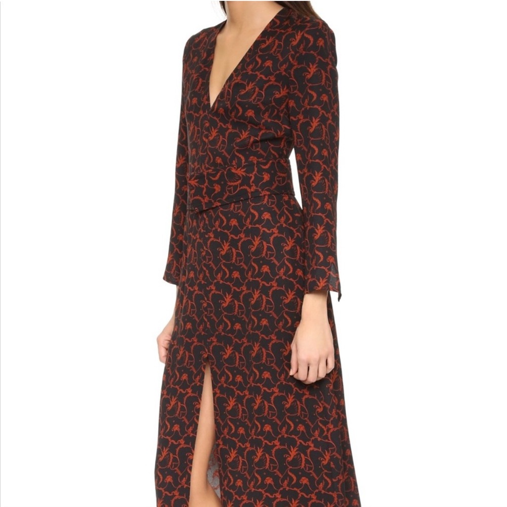 A.L.C. Black and Red Long Sleeve- Paley Silk Dress